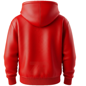 Sweat-shirt à capuche en maille solide en cuir pour homme, logo personnalisé en gros, hiver, streetwear, hip-hop, pull-over, 400g, haute qualité - Product Image 3