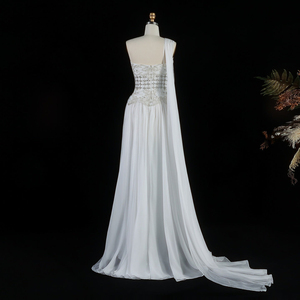 Jancember LSZ285 Elegante Vestido de Fiesta de Noche con Capa de un Solo Hombro y Cristales - Product Image 3