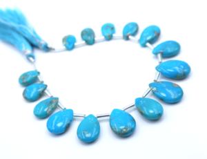 Cuentas en forma de lágrima de pera Lisa turquesa natural Arizona, cuentas de piedras preciosas turquesas de 7 pulgadas - Product Image 4