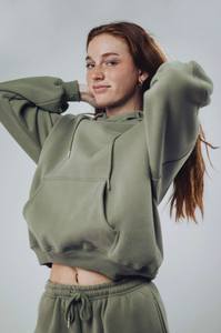 Ensemble sweat-shirt et jogging, vert olive, sweat-shirt surdimensionné, sweat-shirt en molleton élastique : sweat-shirt et jogging vert sauge pâle - Product Image 2