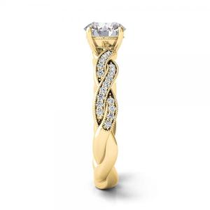 14k Yellow <b>Gold</b> Diamond Twisted Bridal <b>Set</b> 0.42ct Diamond <b>Rings</b> - Product Image 6