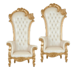 Sillas de trono talladas en oro con respaldo alto, súper cómodas para sillas de banquete de boda, precio al por mayor - Product Image 6
