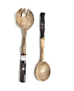 Ensemble de salade en bois fait à la main avec poignée en rotin Design unique cuillère et fourchette de service Nouvelle arrivée à un prix pour une utilisation domestique dans la cuisine - Product Image 4