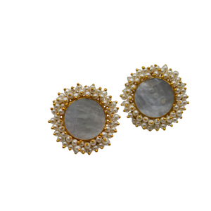 Nouvelle arrivée plaqué or finition mate dernière mode fait à la main léger pierre clou boucles d'oreilles en laiton pour les filles et les femmes - Product Image 2