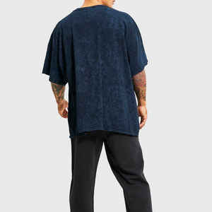 เสื้อยืดผ้าฝ้ายโอเวอร์ไซส์ซักด้วยกรดผ้าฝ้าย100% ทรงหลวมไหล่ตกสไตล์สตรีทผ้าเทอร์รี่ - Product Image 2