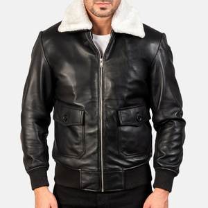 Blouson aviateur pour homme en cuir d'agneau véritable respirant et imperméable, grande taille, saison hivernale - Product Image 5