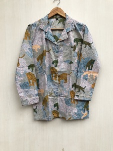 Ensemble pyjama indien imprimé à la main, tenue de nuit, tenue de fête, motif floral, pyjama fait main, cadeau de Noël pour elle - Product Image 3