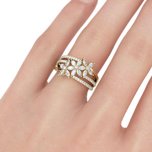 Jeulia Diamond Flower Marquise Cluster <b>Ring</b> Rhodium Plated Sterling <b>Silver</b> <b>Statement</b> <b>Ring</b> - Product Image 4