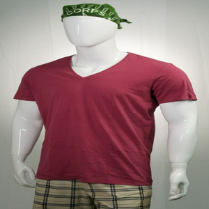 Camiseta de talla grande con cuello en V roja de algodón 100% ecológica para hombre con estampado de logotipo personalizado antiarrugas 230G diseño liso único - Product Image 1