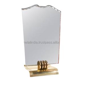 Shaving <b>Vanity</b> Mirror Make up Tabletop Mirror Marble Base Rotating Mechanism Metal Frame Gold Coated Frame OEM Available - Product Image 1