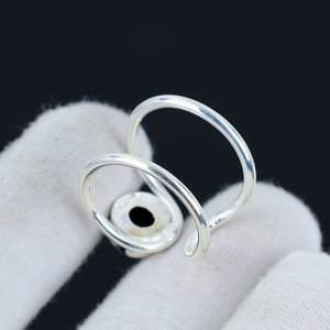 Colección moderna, Natural zafiro azul, bisel de corte facetado redondo, piedras preciosas, anillos ajustables de Plata de Ley 925 sólida, joyería fina - Product Image 3