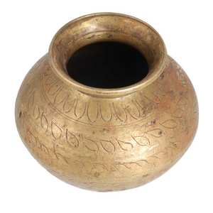 Lota o Recipiente de Agua Tradicional Hecho a Mano de Latón Grabado Dorado para Almacenamiento, Maceta, Decoración del Hogar, Artículos de Regalo SNF-644 - Product Image 1