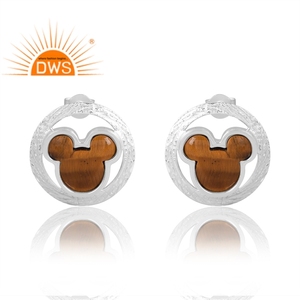 Nuevo diseño de patrón, pendiente de piedra preciosa amarilla de ojo de tigre Natural de plata esterlina, joyería personalizada para mujer, regalo para ella - Product Image 1