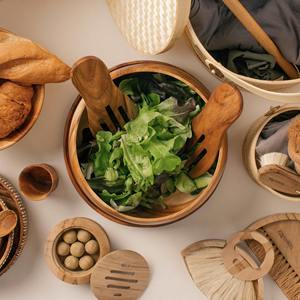 ไม้อะคาเซียชุดก้ามปูด้ามไม้สำหรับผสมและโยนสลัดผัก - Product Image 6