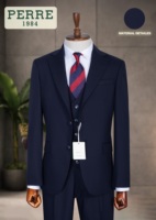 Costume de cérémonie gris croisé pour homme PERRE, col mandarin, coupe droite, grandes tailles, anti-plis, anti-statique