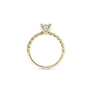 Bague de fiançailles solitaire en forme d'émeraude avec un design en corde pour femmes - Product Image 2