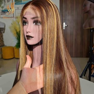 Hot 613 Piano Couleur 13x6 Hd Frontal Full Lace Perruque Remy Soyeux Droite Vague Vietnamien Cheveux Humains Brut Cuticule Aligné - Product Image 6