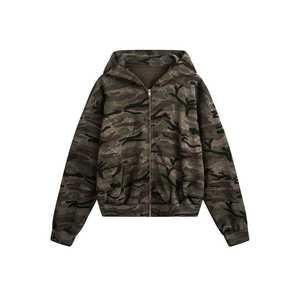 Sweat-shirt camouflage de haute qualité, streetwear élégant pour homme, double fermeture éclair, imprimé DTG, ample, ample, camouflage, pour l'automne - Product Image 1
