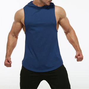 Sweat à capuche d'entraînement d'hiver pour hommes personnalisé en usine OEM Débardeurs sans manches en coton Pull à capuche sans manches teints en couleur unie - Product Image 4