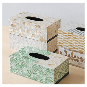 Caja de pañuelos de madera con incrustaciones de nácar, madera pulida con incrustaciones de nácar para la cubierta de la caja de pañuelos, decoración del hogar, origen Vietnam - Product Image 5