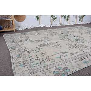 Tapis de 6,5 x 9,9 pieds, grand tapis turc vintage, tapis en laine beige - Product Image 3