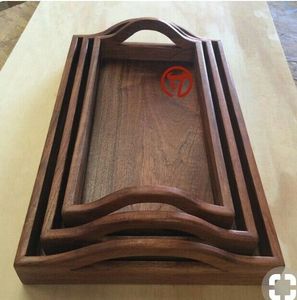 Plateau de service en bois rectangulaire de haute qualité pour le petit déjeuner Dessert Plateau en bois d'acacia avec poignée en métal - Product Image 5