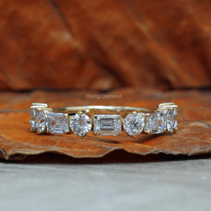 0,88 CTW Lab Grown Diamond Half Eternity Pave Set en oro amarillo CVD Wedding Band Anillos de regalo de aniversario - Product Image 2