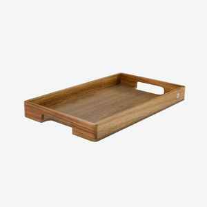 Plateau de service élégant en bois de manguier sculpté à la main, poignées, un seul niveau, finition laquée, finition polie, pour les restaurants, utilisation en cuisine - Product Image 2