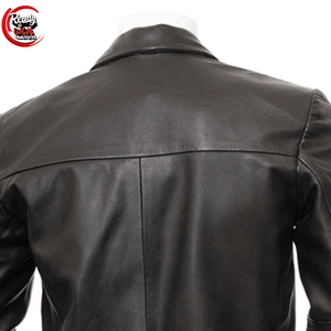 เสื้อเบลเซอร์หนังสำหรับผู้ชายแห้งเร็วและระบายอากาศได้ดีพร้อมคอวีสไตล์วินเทจคลาสสิกดีไซน์ตามสั่ง - Product Image 5