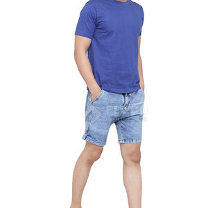 New Style Men's High <b>Waist</b> 100% Cotton Solid Casual <b>Jeans</b> Shorts Customizable Quick Dry Breathable Summer 2025 Wholesale - Product Image 4