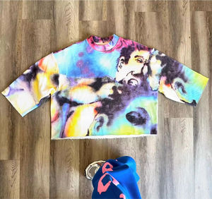 T-shirt de luxe personnalisé à manches 3/4 avec lavage à l'acide injection directe Streetwear court surdimensionné Vintage Boxy pour hommes Service OEM - Product Image 5