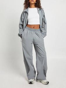 Nouvelle mode 2025, survêtement pour femmes, dernier modèle, léger, veste en nylon réfléchissante à fermeture éclair, tenue décontractée, survêtement taille haute - Product Image 2