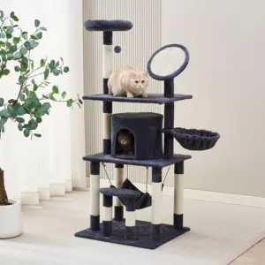 Qualité en gros arbres à chat conçu à la mode interactif chat griffoir grands chats durable velours fourrure bois sisal matériel - Product Image 5