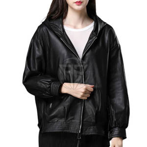 Sweat à capuche en cuir classique décontracté pour femme, construction durable, design moderne et élégant, prêt pour l'hiver, coupe-vent respirant - Product Image 3