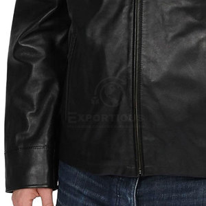 Vestes d'hiver en cuir de vache décontractées de haute qualité fabriquées au Pakistan, col montant, logo sur le devant, design personnalisé, vente en gros de vestes pour hommes - Product Image 5