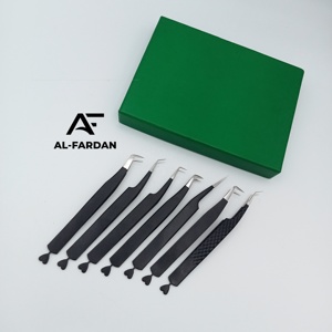 Professional Eyelash Tweezers Matte <b>Black</b> Color with Heart Icon At Bottom 45 65 75 90 Degree Pointed <b>Boot</b> Lash Extension Tweezer - Product Image 1