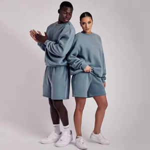 Conjunto cómodo de dos piezas de alta calidad, chándales de lana de estilo único con pantalones cortos transpirables para la impresión de logotipo personalizado OEM de invierno - Product Image 6