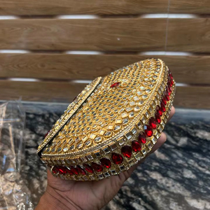 Bolsos de mano de noche para mujer, clutch metálico con mosaico y Kundan, bolso indio multicolor de la India para fiestas, novias y cenas, para chicas. - Product Image 5