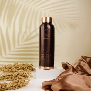 Diamond Cut Pure Copper <b>Water</b> <b>Bottle</b> Matte Color Leak-Proof Design for Yoga Ayurvedic Practices <b>Bulk</b> Quantity Factory Price - Product Image 1