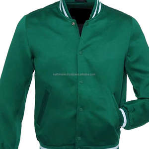 En stock, vestes bomber en satin vert, faites à la main, vintage, écologiques, légères, unisexes, pour un usage décontracté et pour les équipes - Product Image 2