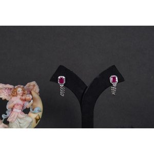 NOVAMART Fine SILVERINGS 925 STERLING RUBY HOLD <b>BACK</b> <b>SILVER</b> <b>EARRINGS</b> Fashion Drop Wholesale Export - Product Image 2