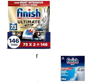 Paquete de Pastillas para Lavavajillas Finish Ultimate Plus, Ultimate Plus Infinity Shine, 146 Pastillas (73 x 2 unidades), con Abrillantador de Fregadero 800ml - Product Image 1