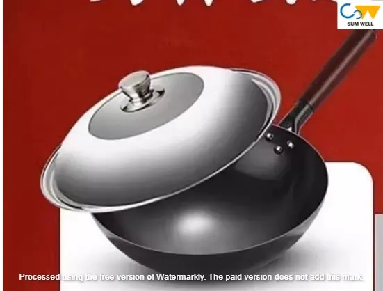 Wok poêle en fer traditionnelle wok à l'ancienne poêle antiadhésive ménagère adaptée aux cuisinières à gaz non revêtues diamètre 30cm (sans