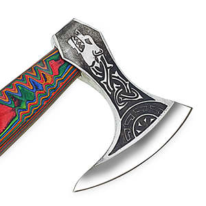 Hacha de Acero con Alto Contenido de Carbono 1095, Cabeza Repujada con Parte Trasera Plana, Mango de Madera de Pakka, para Camping, Industria, Proyectos de Bricolaje, Producto Personalizable de Grado Industrial - Product Image 3