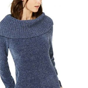 INC International Concepts Maglione invernale da donna in ciniglia floreale con collo a cappuccio, traspirante, stile casual con logo frontale, blu, taglia XL - Product Image 2