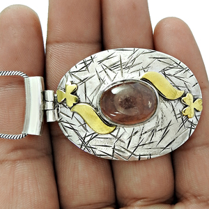 Pierre précieuse de tourmaline naturelle en argent sterling 925 Design unique Pendentif épais Bijoux faits à la main Fournisseurs de gros Prix d'usine - Product Image 4
