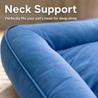 Coussin de lit pour animaux de compagnie en velours côtelé imperméable, rectangulaire, uni, lavable, bleu, pour chien et chat, pour salon, toutes saisons