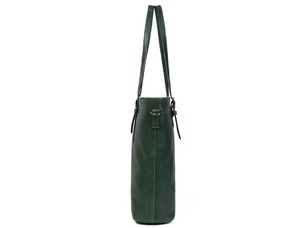 Sac fourre-tout en cuir véritable vert foncé pour femme, grand sac à main pour ordinateur portable, bandoulière unique, fermeture éclair, style chic, sacoche de bureau - Product Image 5
