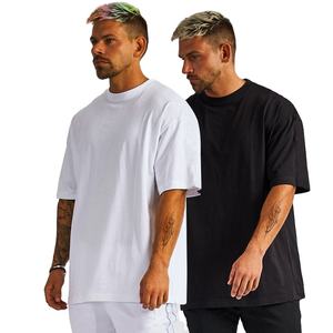 Camiseta de hombro caído de peso pesado de alta calidad fabricantes personalizados 100% algodón 300 GSM camiseta bordada en blanco para hombres - Product Image 1