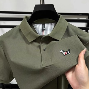 Polo de manga corta para hombre de marca de gama alta de algodón puro 100%, camiseta informal de boutique con bordado de perro a la moda de verano - Product Image 3
